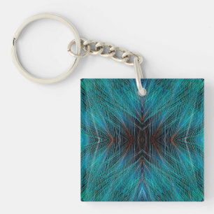 Llavero Diseño de pluma fractal del ave del paraíso