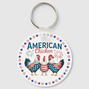 Llavero Diseño de pollo americano patriótico del 4 de juli