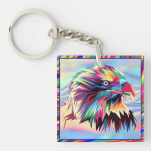 Llavero Diseño de Prismático Geométrico de Águila Calva-80