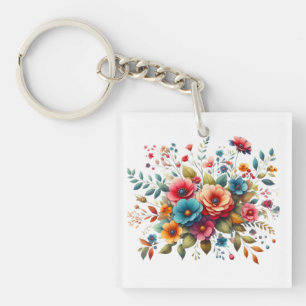 Llavero Diseño de ramo floral colorido-58576