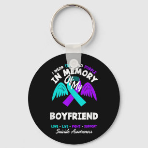 Llavero Diseño de ropa teal y púrpura en memoria de novio