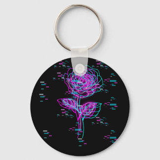Llavero Diseño de rosa con falla de neón