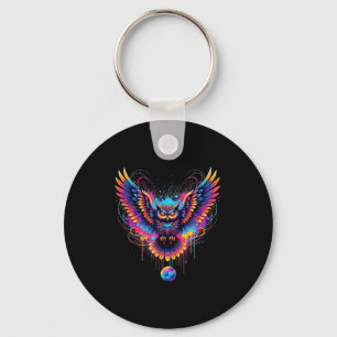 Llavero Diseño de salpicaduras de pintura de arte de búho