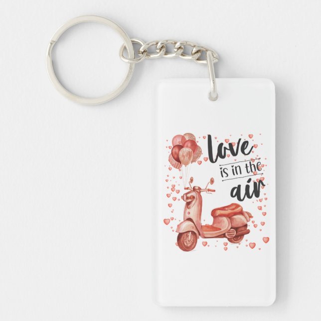 Llavero Diseño de San Valentín: clave de scooter y globos (Frente)