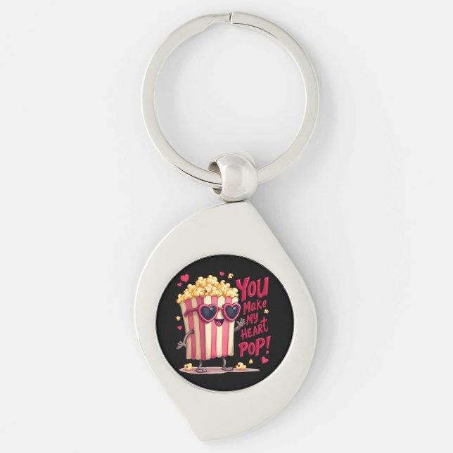 Llavero Diseño de San Valentín de corazón de palomitas de  (Anverso)