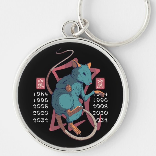 Llavero Diseño de signo zodiacal rata este (Frente)