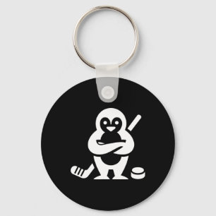 Llavero Diseño de silueta de hockey de pingüino determinad