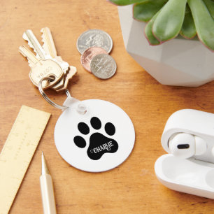 Llavero Diseño de silueta de nombre de pata de perro