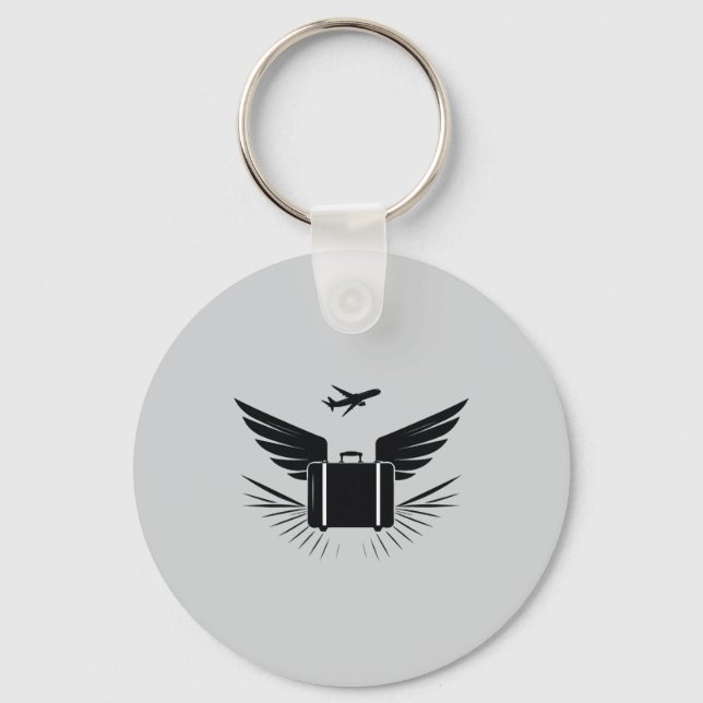 Llavero Diseño de silueta negra en una maleta de viaje (Anverso)
