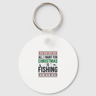 Llavero Diseño de suéter feo de pesca de Navidad