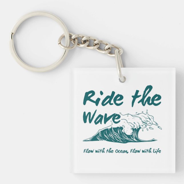 Llavero Diseño de surf Ride the Wave (Frente)
