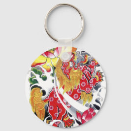 Llavero Diseño de tatuaje de Foo Dog y Loto