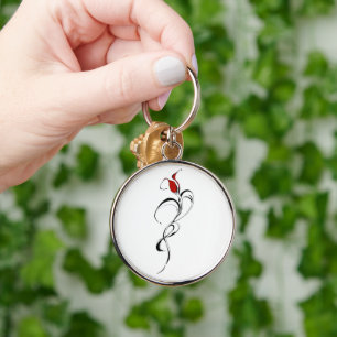 Llavero Diseño de tatuajes tribales de la dama de rosa roj