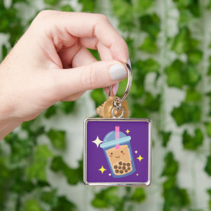 Llavero Diseño de té de burbujas feliz lindo