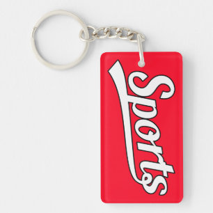 Llavero Diseño de texto: blanco de los DEPORTES + tu propi