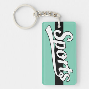 Llavero Diseño de texto: blanco de los DEPORTES + tu propi