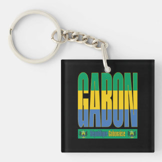 Llavero Diseño de texto de bandera de Gabón