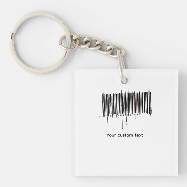 Llavero Diseño de texto de código de barras personalizado (Frente)