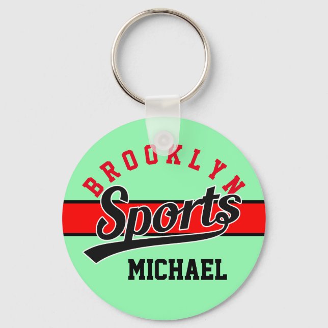 Llavero Diseño de texto: DEPORTES negros + tu propio texto (Anverso)