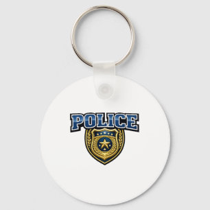 Llavero Diseño de texto en negrita de insignia de policía