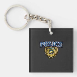 Llavero Diseño de texto en negrita de insignia de policía