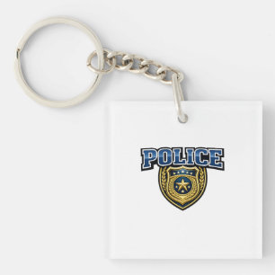 Llavero Diseño de texto en negrita de insignia de policía