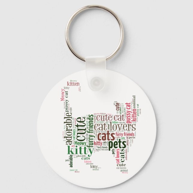 Llavero Diseño de texto para gatos (Anverso)