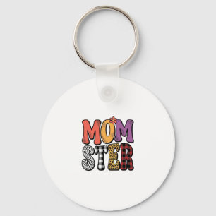 Llavero Diseño de tipografía de cuadros de leopardo de Mom
