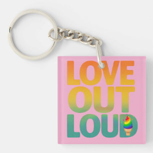 Llavero Diseño de tipografía Retro Pride Amor en Voz Alta