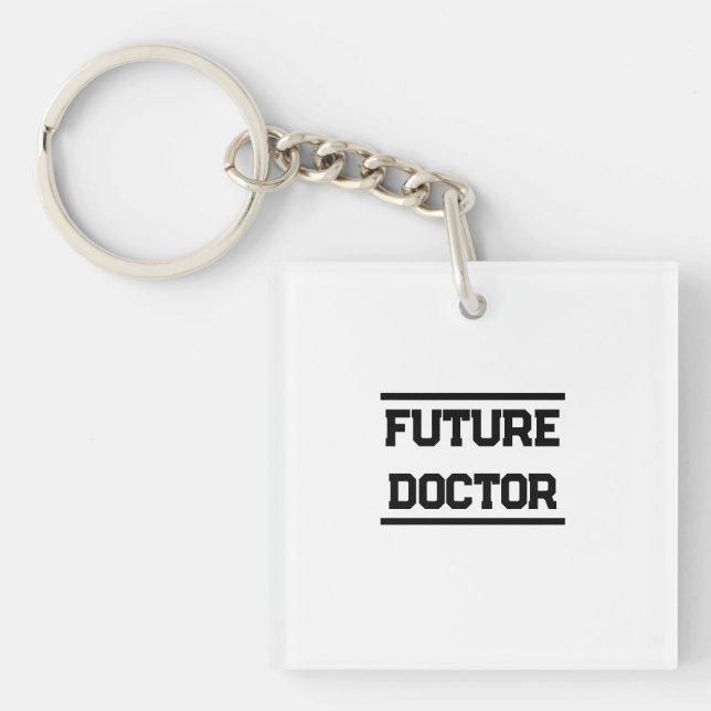 Llavero Diseño de título médico futuro con texto minimalis (Frente)