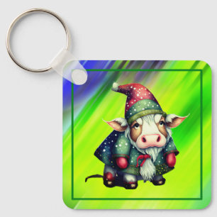 Llavero Diseño de vaca gnomo de Navidad-83456