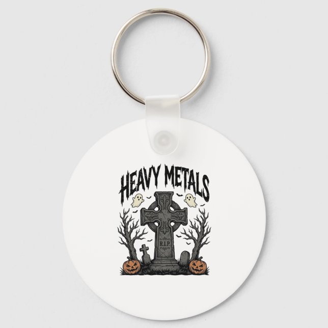 Llavero Diseño de vector cementerio de Halloween de metale (Anverso)