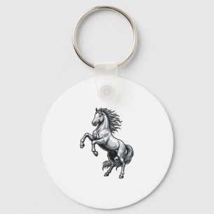 Llavero Diseño de vector de caballo encabritado de grabado