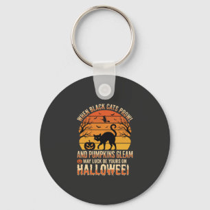 Llavero Diseño de vector de calabaza de gato negro de Hall
