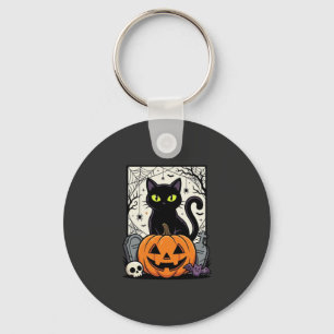 Llavero Diseño de vector de calabaza de gato negro de Hall