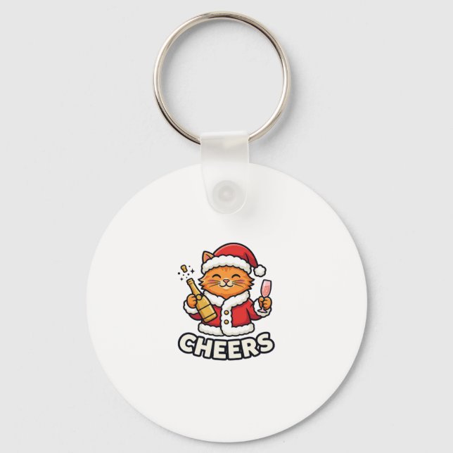 Llavero Diseño de vector de gato de Navidad alegre (Anverso)