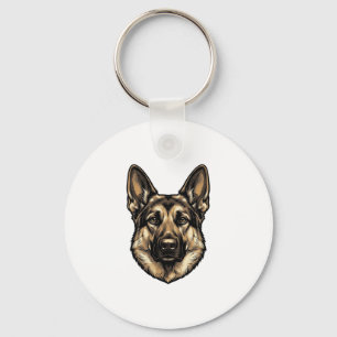 Llavero Diseño de vector de perro pastor de grabado vintag