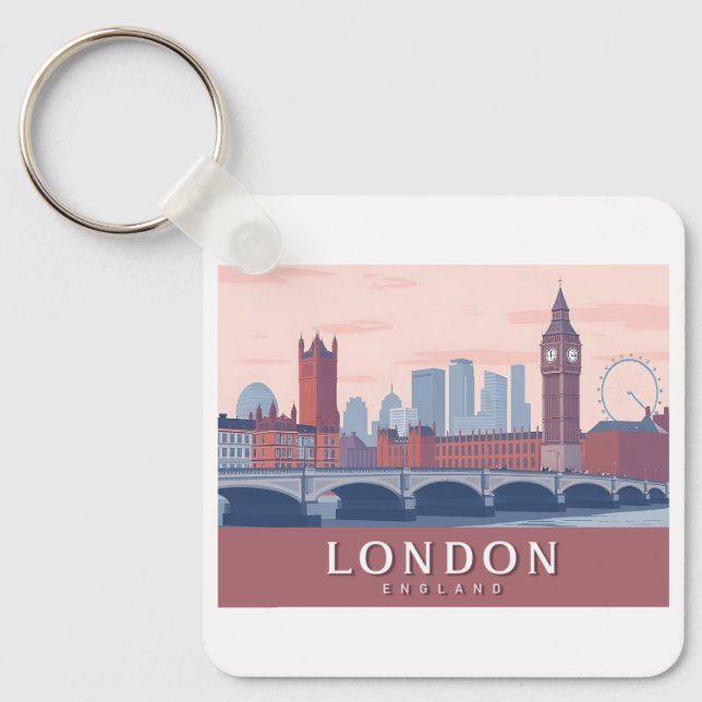Llavero Diseño de viajes Pastel de Inglaterra de Londres (Anverso)