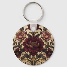 Llavero Diseño de vidrio emplomado de rosa 