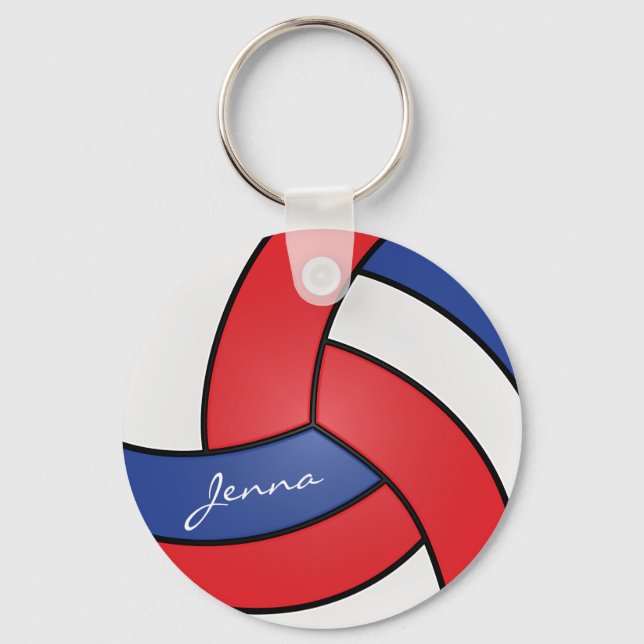 Llavero Diseño de voleibol rojo, blanco y azul (Anverso)
