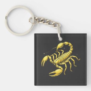 Llavero Diseño de Zodiaco Escorpión Dorado con Ornamentos