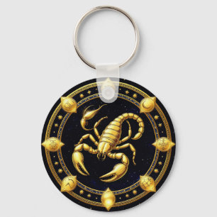 Llavero Diseño de Zodiaco Escorpión Dorado con Ornamentos