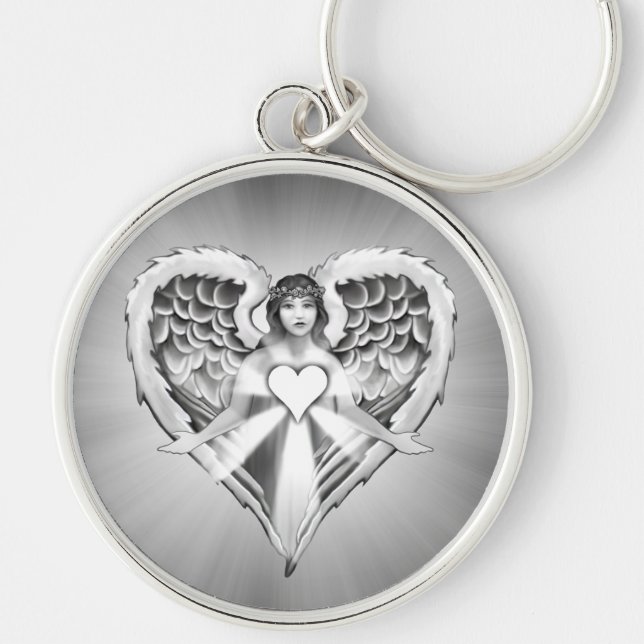 Llavero Diseño del ala del corazón del ángel de guarda) (Frente)