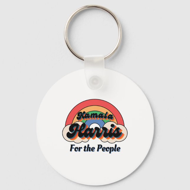 Llavero Diseño del arco iris retro de Kamala Harris (Anverso)