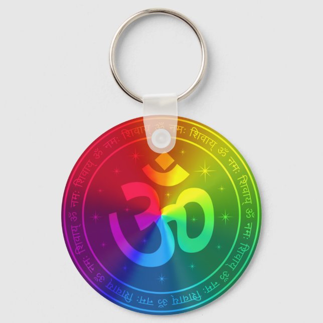 Llavero Diseño del arcoiris de Om (Anverso)