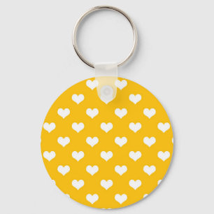Llavero Diseño del patrón amarillo de corazón de amor blan