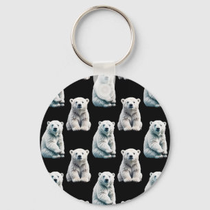 Llavero Diseño del patrón animal del oso polar