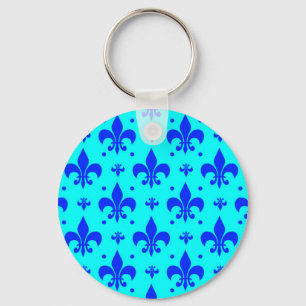 Llavero Diseño del patrón de flor azul de lis