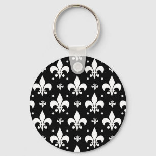 Llavero Diseño del patrón de flor negro de lis