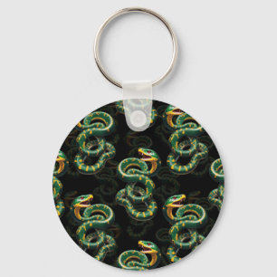 Llavero Diseño del patrón de serpientes de fondo negro
